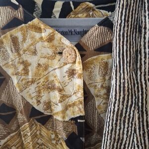 Vintage Norton McNaughton Striped Blouse and Skirt in Tan And Cream